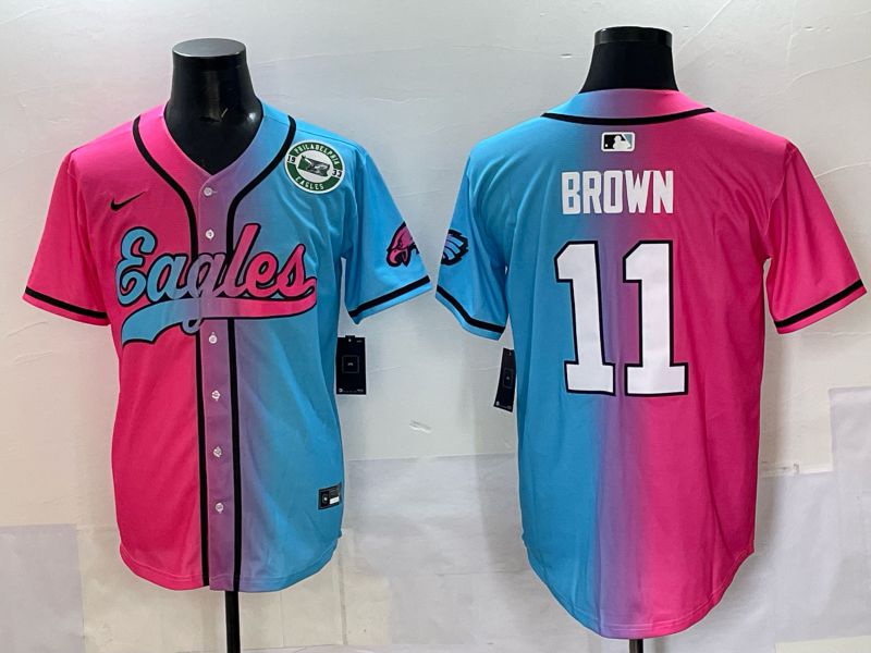 Men 2025 Philadelphia Eagles #11 Brown Blue pink Nike Limited NFL Jersey style 08->youth mlb jersey->Youth Jersey